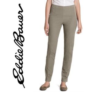 EDDIE BAUER Bremerton Fit Khaki Pants Stretch Tan Straight Leg Flat Women's 14